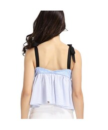 ZARA  チュール素材肩紐リボンキャミ　グレー ZARA チュール素材肩紐リボンキャミ グレー - メルカリ