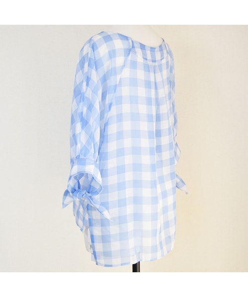 no brand（ノーブランド）の「【 MORE SALE 】シースルーギンガムチェックBL（シャツ/ブラウス・レディース・その他）」の8枚目の写真