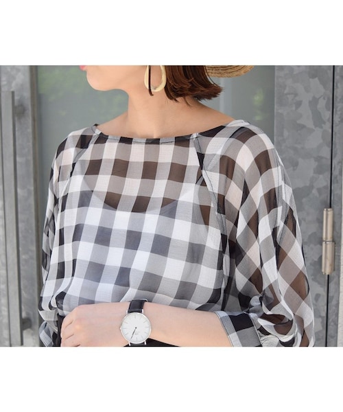 no brand（ノーブランド）の「【 MORE SALE 】シースルーギンガムチェックBL（シャツ/ブラウス・レディース・その他）」の12枚目の写真