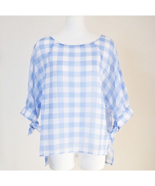 no brand（ノーブランド）の「【 MORE SALE 】シースルーギンガムチェックBL（シャツ/ブラウス・レディース・その他）」の3枚目の写真