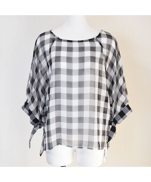 no brand（ノーブランド）の「【 MORE SALE 】シースルーギンガムチェックBL（シャツ/ブラウス・レディース・その他）」の4枚目の写真