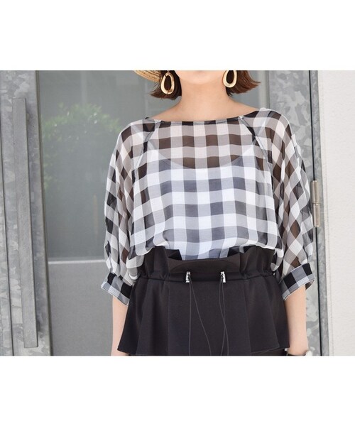 no brand（ノーブランド）の「【 MORE SALE 】シースルーギンガムチェックBL（シャツ/ブラウス・レディース・その他）」の9枚目の写真