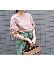 no brand | 【5/23 (WED) 18:00発売】フリルギャザースリーブTOPS(Tシャツ/カットソー)