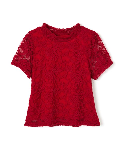 GRL（グレイル）の「レースハイネックトップス（Tシャツ/カットソー・レディース・オフホワイト/ブラック/ネイビー/レッド・M）」の4枚目の写真