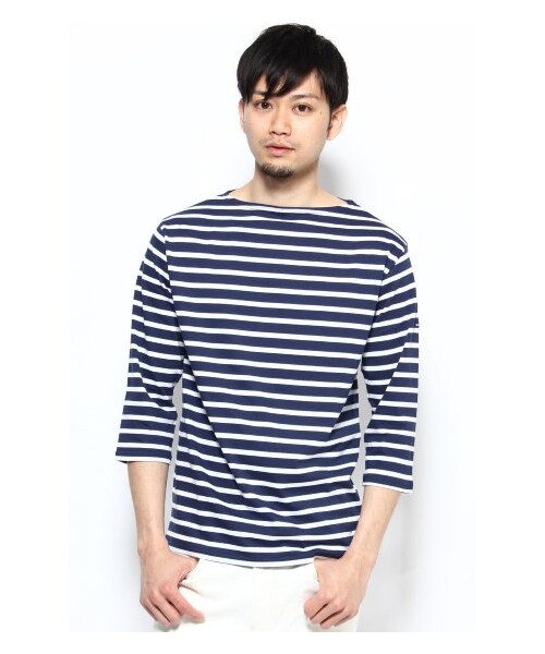 SAINT JAMES(セントジェームス)の「SAINT JAMES BORDER 7ブ(カットソー・Tシャツ・メンズ・ネイビー/ネイビー A/ブルー/レッド・S/M)」の5枚目の写真