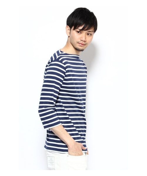 SAINT JAMES(セントジェームス)の「SAINT JAMES BORDER 7ブ(カットソー・Tシャツ・メンズ・ネイビー/ネイビー A/ブルー/レッド・S/M)」の6枚目の写真