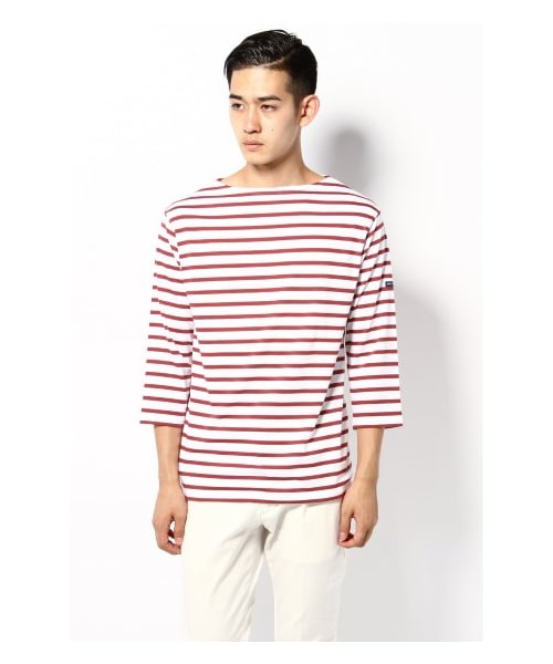 SAINT JAMES(セントジェームス)の「SAINT JAMES BORDER 7ブ(カットソー・Tシャツ・メンズ・ネイビー/ネイビー A/ブルー/レッド・S/M)」の4枚目の写真