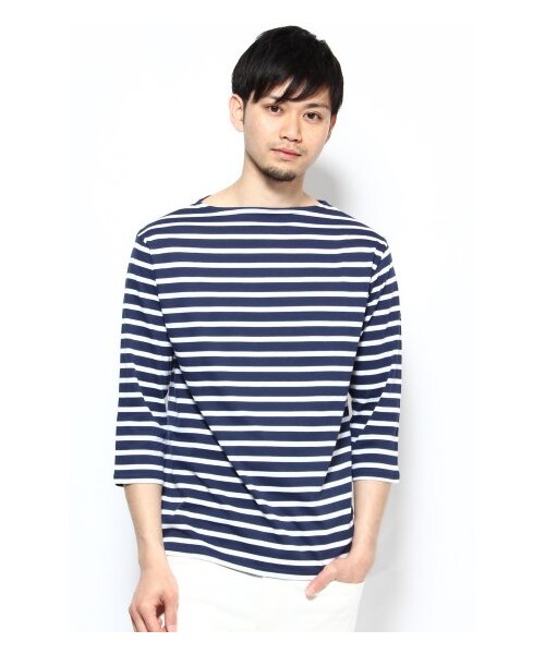 SAINT JAMES(セントジェームス)の「SAINT JAMES BORDER 7ブ(カットソー・Tシャツ・メンズ・ネイビー/ネイビー A/ブルー/レッド・S/M)」の1枚目の写真