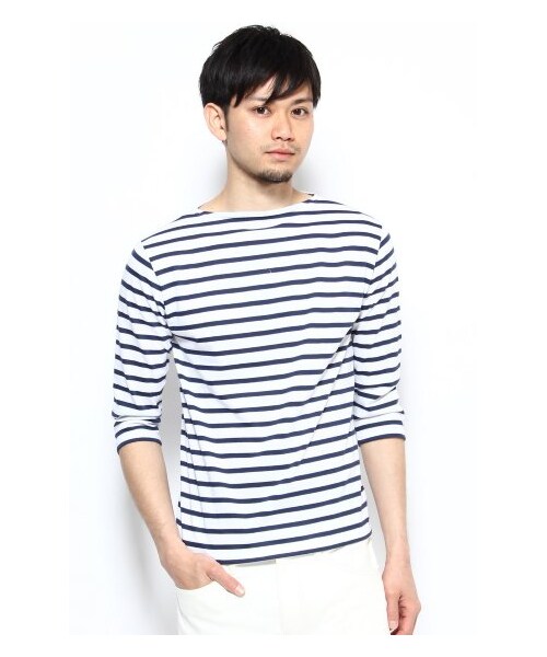 SAINT JAMES(セントジェームス)の「SAINT JAMES BORDER 7ブ(カットソー・Tシャツ・メンズ・ネイビー/ネイビー A/ブルー/レッド・S/M)」の2枚目の写真