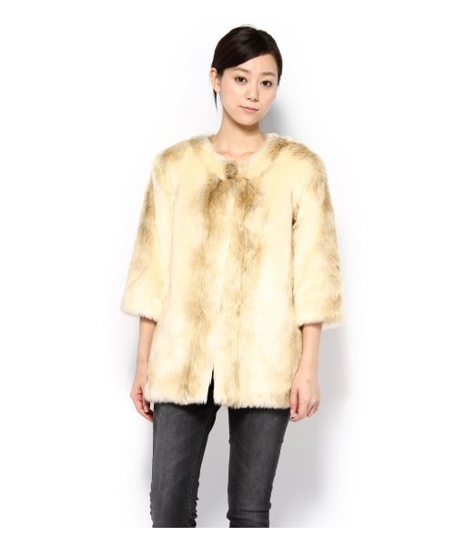 JOURNAL STANDARD(ジャーナルスタンダード)の「ファーノーカラーショートコート(その他コート・レディース・ナチュラル/ベージュ/ホワイト B・S/M)」の1枚目の写真