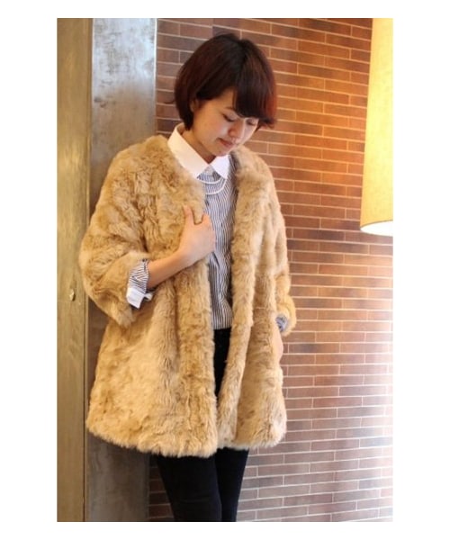 JOURNAL STANDARD(ジャーナルスタンダード)の「ファーノーカラーショートコート(その他コート・レディース・ナチュラル/ベージュ/ホワイト B・S/M)」の7枚目の写真