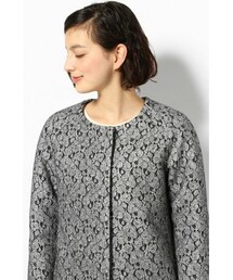 IENA 柄コート IENA（イエナ）の「花柄レースニードルパンチ ノーカラーコート
