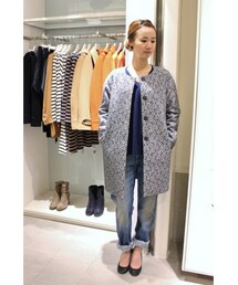 IENA 柄コート IENA（イエナ）の「花柄レースニードルパンチ ノーカラーコート