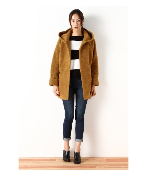 JOURNAL STANDARD(ジャーナルスタンダード)の「シェットランドブランケットフードコクーンコート(その他コート・レディース・イエロー/オレンジ/ネイビー/ブラウン・M/S)」の3枚目の写真