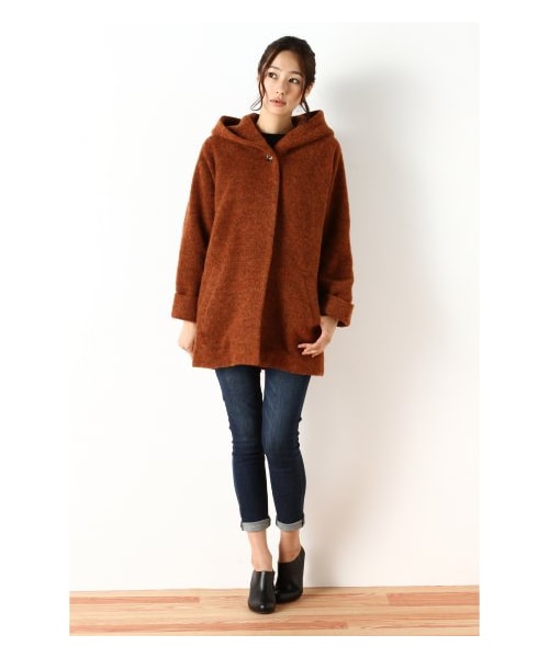 JOURNAL STANDARD(ジャーナルスタンダード)の「シェットランドブランケットフードコクーンコート(その他コート・レディース・イエロー/オレンジ/ネイビー/ブラウン・M/S)」の4枚目の写真