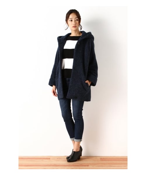 JOURNAL STANDARD(ジャーナルスタンダード)の「シェットランドブランケットフードコクーンコート(その他コート・レディース・イエロー/オレンジ/ネイビー/ブラウン・M/S)」の2枚目の写真