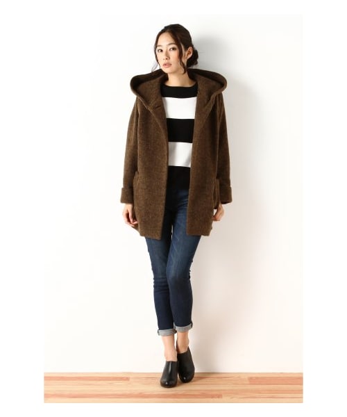 JOURNAL STANDARD(ジャーナルスタンダード)の「シェットランドブランケットフードコクーンコート(その他コート・レディース・イエロー/オレンジ/ネイビー/ブラウン・M/S)」の1枚目の写真
