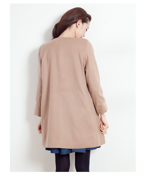 earth music&ecology（アースミュージックアンドエコロジー）の「【Special Price】スカラップコート（コート　・レディース・ピンクベージュ/キャメル/ネイビー・M/S）」の3枚目の写真