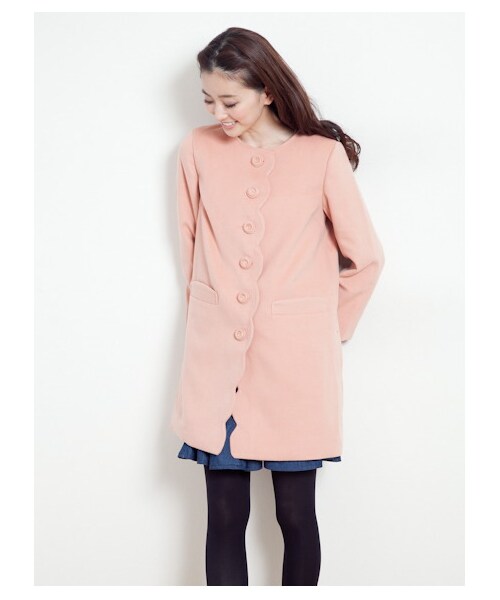 earth music&ecology（アースミュージックアンドエコロジー）の「【Special Price】スカラップコート（コート　・レディース・ピンクベージュ/キャメル/ネイビー・M/S）」の8枚目の写真