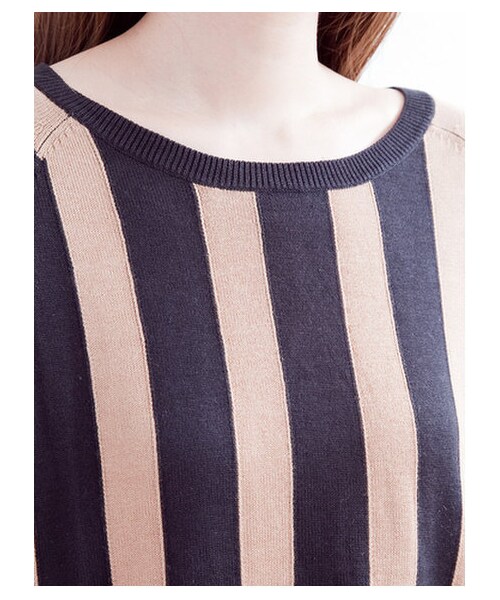 E hyphen world gallery（イーハイフンワールドギャラリー）の「【Special Price】ストライプニット（ニット・セーター・レディース・アイボリー/キャメル/ネイビー・F）」の7枚目の写真