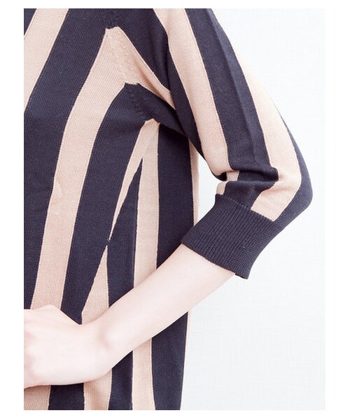 E hyphen world gallery（イーハイフンワールドギャラリー）の「【Special Price】ストライプニット（ニット・セーター・レディース・アイボリー/キャメル/ネイビー・F）」の8枚目の写真