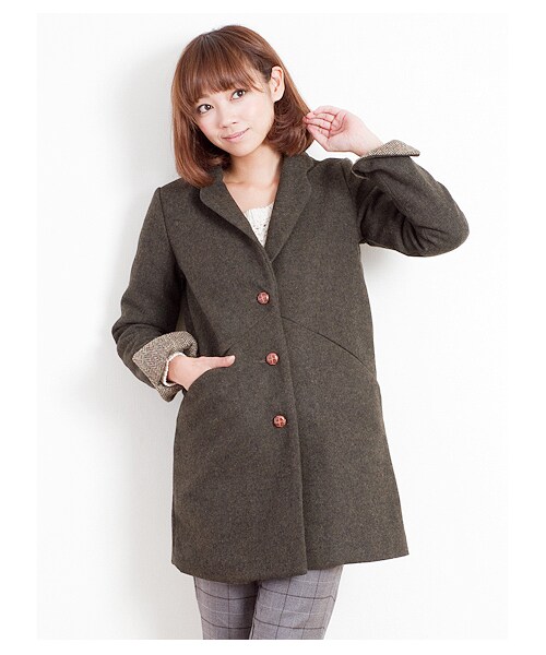 SEVENDAYS=SUNDAY（セブンデイズサンデイ）の「HARRIS Chester ロングCO（コート　・レディース・グレー/キャメル/カーキ/ネイビー・L/M）」の3枚目の写真