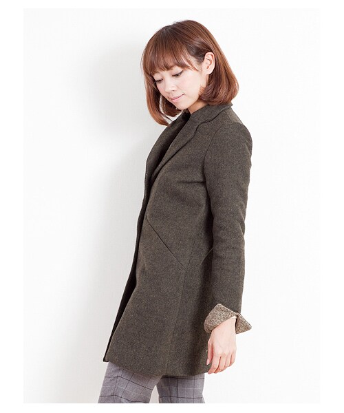 SEVENDAYS=SUNDAY（セブンデイズサンデイ）の「HARRIS Chester ロングCO（コート　・レディース・グレー/キャメル/カーキ/ネイビー・L/M）」の6枚目の写真