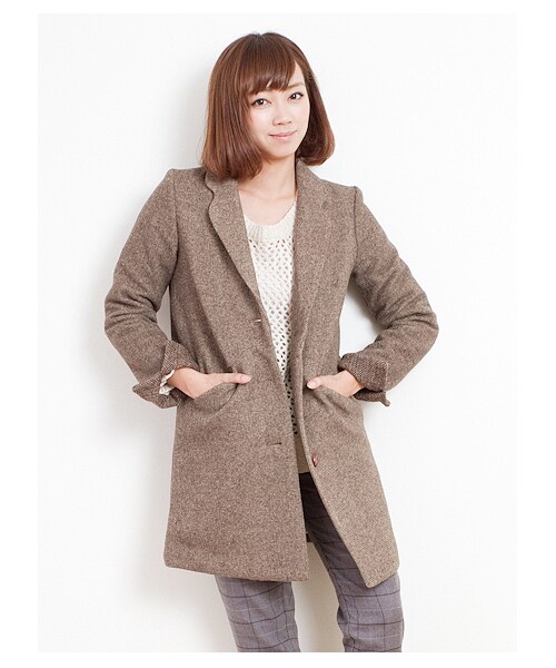 SEVENDAYS=SUNDAY（セブンデイズサンデイ）の「HARRIS Chester ロングCO（コート　・レディース・グレー/キャメル/カーキ/ネイビー・L/M）」の2枚目の写真