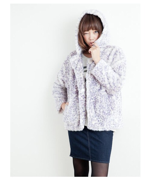 E hyphen world gallery（イーハイフンワールドギャラリー）の「レオパードコート（コート　・レディース・ライトグレー/ベージュ/キャメル/パープル・F）」の10枚目の写真