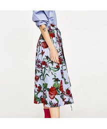希少【ザラ】レトロ フラワー 花柄 ロング スカート シャドー チェック 白×青 希少【ザラ】レトロ フラワー 花柄 ロング スカート シャドー