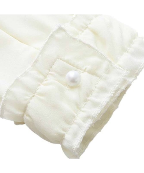 ZARA（ザラ）の「フリルリボンブラウス 長袖 白 ボルドー（シャツ/ブラウス・レディース・その他）」の4枚目の写真