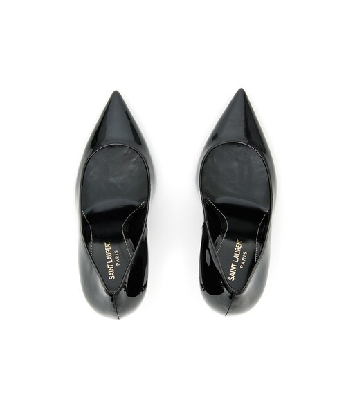 【美品】ysl　オペラパンプス　スウェード オピウム パンプス（ゴールドトーン ヒール/パテントレザー