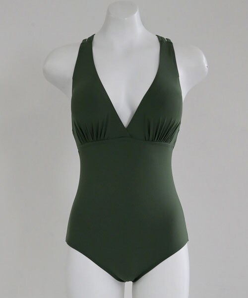DHOLIC（ディーホリック）の「Vネックバッククロスモノキニ（水着・レディース・レッド/ブラック/グリーン・FREE）」の3枚目の写真
