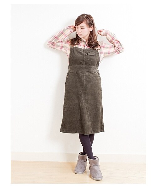 SEVENDAYS=SUNDAY（セブンデイズサンデイ）の「オーバーオールスカート（サロペット・レディース・キャメル/カーキ/ネイビー・L/M）」の2枚目の写真