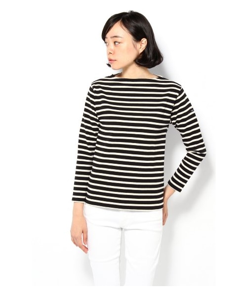 SAINT JAMES(セントジェームス)の「SAINT JAMES OUESSANTボーダー(カットソー・Tシャツ・レディース・グリーン/ナチュラル/ピンク/ブラック・36/38)」の5枚目の写真