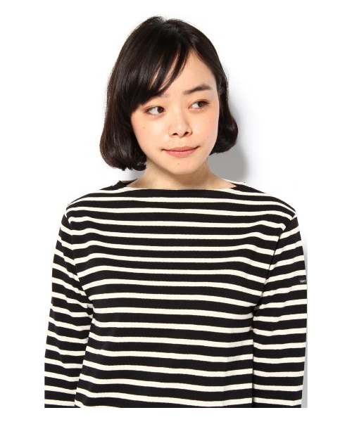 SAINT JAMES(セントジェームス)の「SAINT JAMES OUESSANTボーダー(カットソー・Tシャツ・レディース・グリーン/ナチュラル/ピンク/ブラック・36/38)」の8枚目の写真