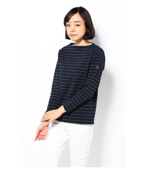 SAINT JAMES(セントジェームス)の「SAINT JAMES OUESSANTボーダー(カットソー・Tシャツ・レディース・グリーン/ナチュラル/ピンク/ブラック・36/38)」の3枚目の写真