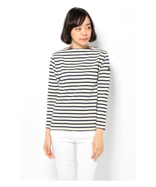SAINT JAMES(セントジェームス)の「SAINT JAMES OUESSANTボーダー(カットソー・Tシャツ・レディース・グリーン/ナチュラル/ピンク/ブラック・36/38)」の2枚目の写真