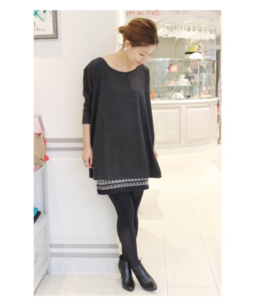 SLOBE IENA（スローブイエナ）の「ウォッシャブルウール BIG プルオーバー。（カットソー･Ｔシャツ・レディース・グレー/グレーA/ブラウン/ブラック/ベージュ・フリー）」の2枚目の写真