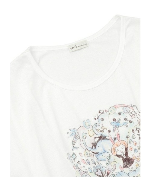 earth music&ecology（アースミュージックアンドエコロジー）の「【椎名もた（ぽわぽわP）コラボ】イラストチュニック（カットソー・レディース・アイボリー・F）」の4枚目の写真