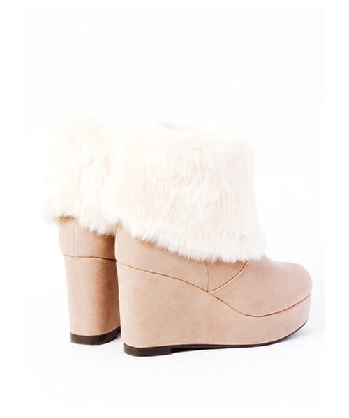 E hyphen world gallery（イーハイフンワールドギャラリー）の「ファーブーツ　　（ショートブーツ・レディース・ブラック/ベージュ/キャメル・L/M/S）」の5枚目の写真