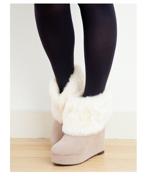 E hyphen world gallery（イーハイフンワールドギャラリー）の「ファーブーツ　　（ショートブーツ・レディース・ブラック/ベージュ/キャメル・L/M/S）」の12枚目の写真