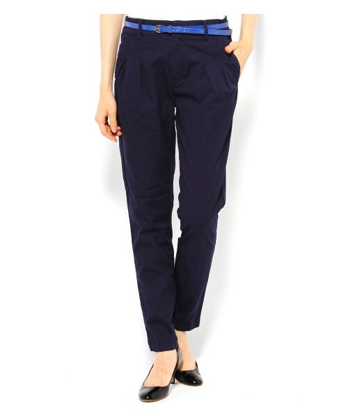 JOURNAL STANDARD（ジャーナルスタンダード）の「ベルトツキテーパードパンツ（クロップド･半端丈パンツ・レディース・ネイビー/ブラック A/ベージュ/ホワイト A・34/36/38/40）」の4枚目の写真