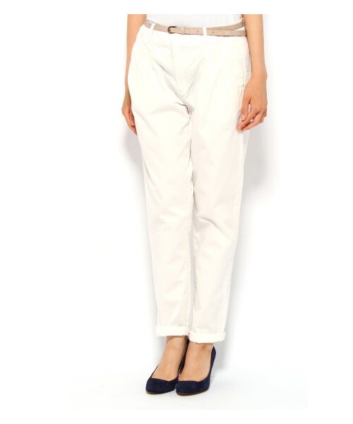 JOURNAL STANDARD（ジャーナルスタンダード）の「ベルトツキテーパードパンツ（クロップド･半端丈パンツ・レディース・ネイビー/ブラック A/ベージュ/ホワイト A・34/36/38/40）」の2枚目の写真