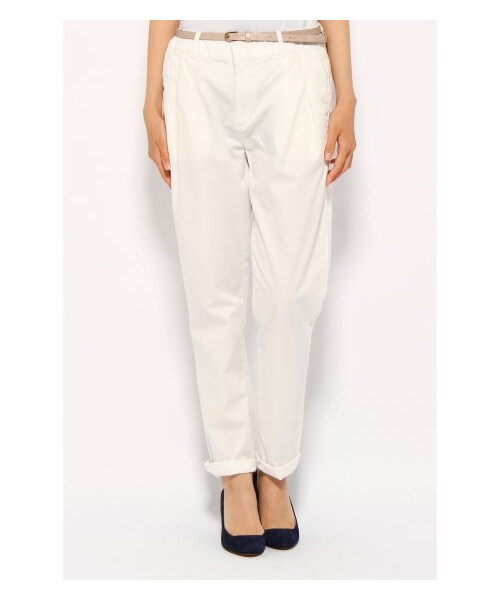 JOURNAL STANDARD（ジャーナルスタンダード）の「ベルトツキテーパードパンツ（クロップド･半端丈パンツ・レディース・ネイビー/ブラック A/ベージュ/ホワイト A・34/36/38/40）」の5枚目の写真