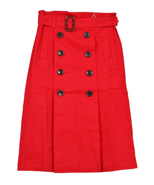 STYLEBLOCK（スタイルブロック）の「綿ツイルベルト付きタックトレンチスカート（スカート・レディース・ライトベージュ/ベージュ/カーキ/ネイビー/イエロー/ピンク/レッド/ブルー系・M）」の5枚目の写真