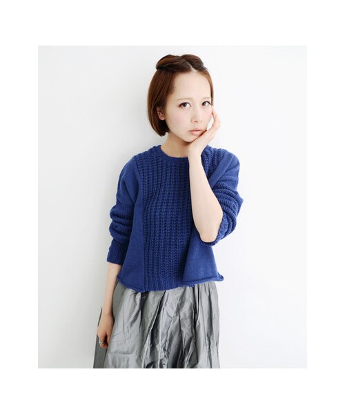 KBF（ケイビーエフ）の「バックZIPショートニット（トップス・レディース・オフ/チャコール/ミント/ブルー・one）」の12枚目の写真