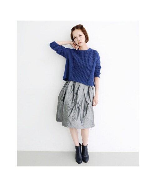 KBF（ケイビーエフ）の「バックZIPショートニット（トップス・レディース・オフ/チャコール/ミント/ブルー・one）」の10枚目の写真