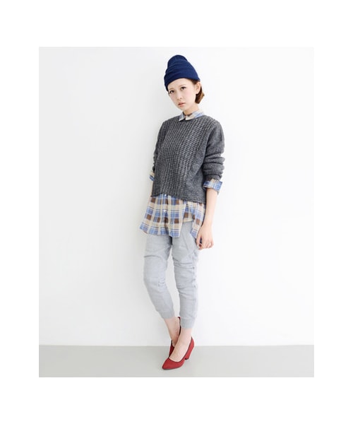 KBF（ケイビーエフ）の「バックZIPショートニット（トップス・レディース・オフ/チャコール/ミント/ブルー・one）」の14枚目の写真