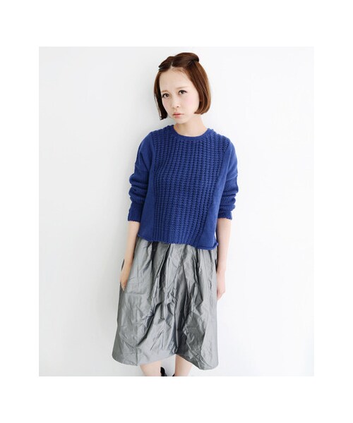 KBF（ケイビーエフ）の「バックZIPショートニット（トップス・レディース・オフ/チャコール/ミント/ブルー・one）」の11枚目の写真